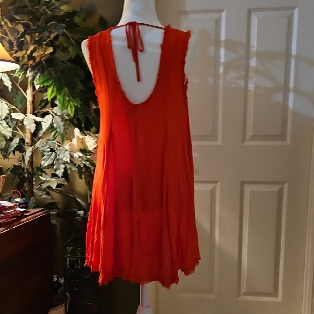 Ecote Red Ruffled Scoop Neck Mini Dress - Picture 3 of 3